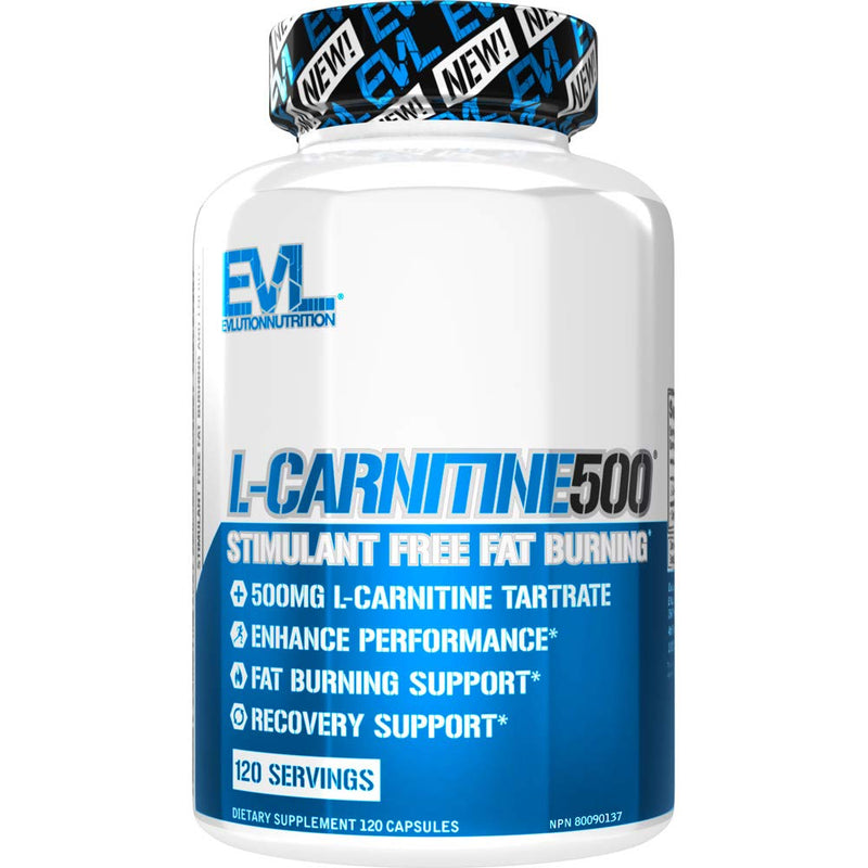 Evlution Nutrition L-Carnitine500, 500 mg of Pure L Carnitine in Each Serving, Stimulant-Free, Capsules (120 Servings) 120 Count (Pack of 1) - NewNest Australia