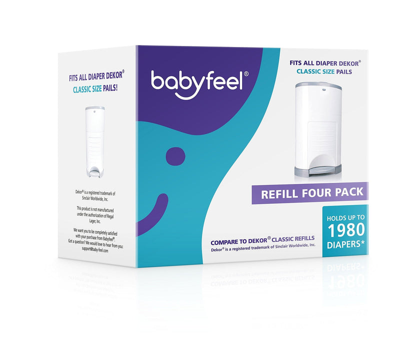 Babyfeel Refills Compatible with Dekor Classic Diaper Pails | 4 Pack | Exclusive 30% Extra Thickness | Diaper Pail Refills with Powerful Odor Elimination | Fresh Powder Scent | Holds up to 1980 Diapers - NewNest Australia