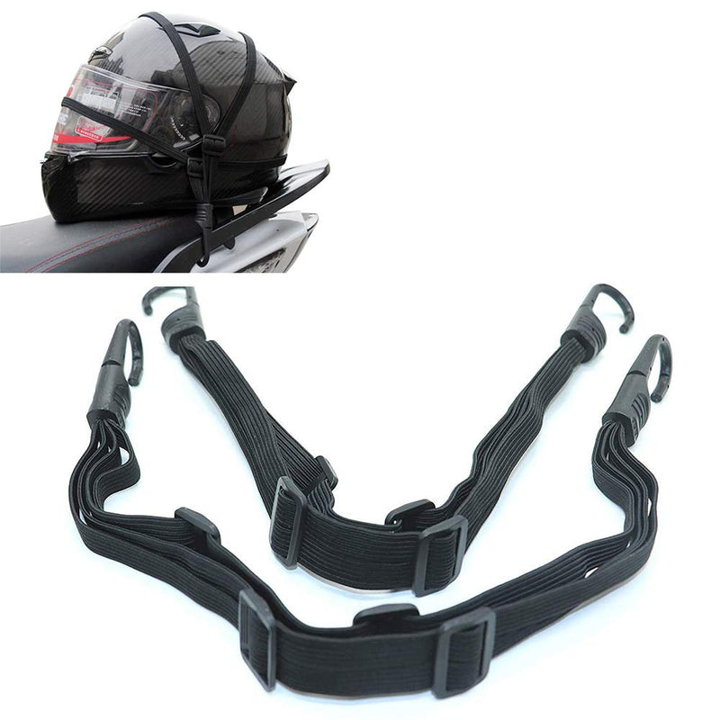 Patty Both 2 Pcs Motorcycle Helmet Luggage Rope Bungee Cord Bandage Strapping Tape Elastic Strap with 2 hooks, Black - NewNest Australia