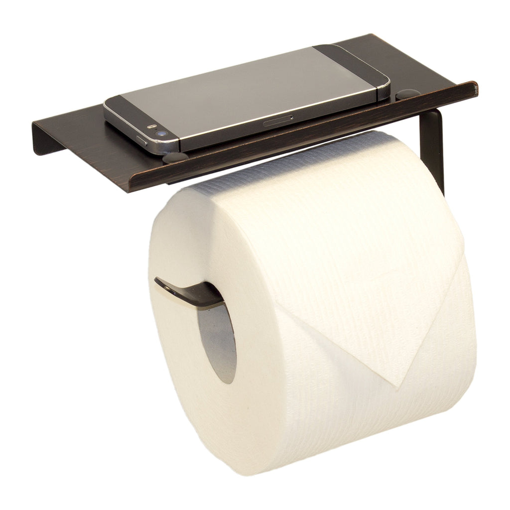 Neater Nest Reversible Toilet Paper Holder with Phone Shelf, Modern Style (Oil Rubbed Bronze, Single) Oil Rubbed Bronze 1-Roll - NewNest Australia