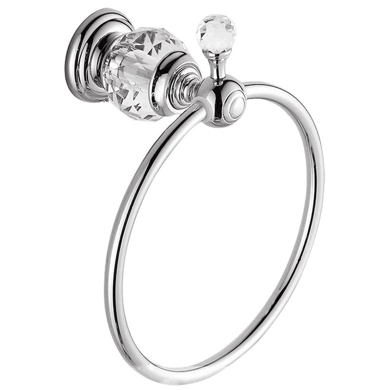 Kabter Crystal Series Brass Bathroom Hand Towel Ring, Polished Chrome - NewNest Australia