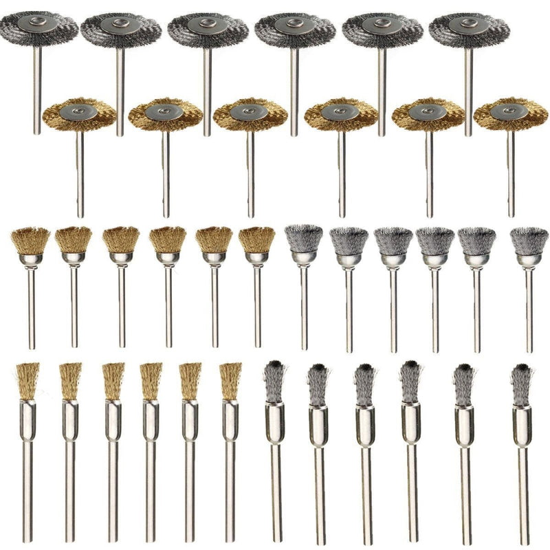 Rocaris 36Pcs Brass Steel Wire Brush Polishing Wheels Full kit for Dremel Rotary Tools - NewNest Australia