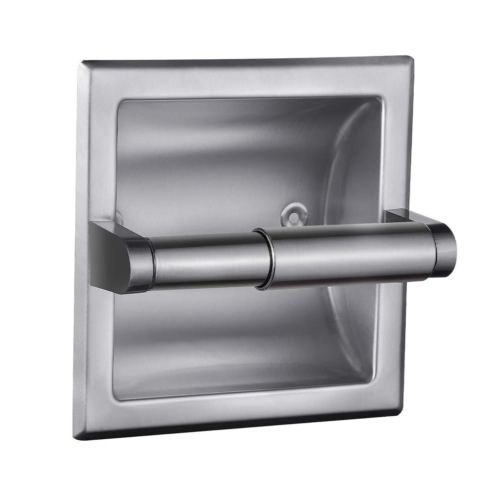 Smack Brushed Nickel Recessed Toilet Paper Holder,Contemporary Hotel Style Wall Toilet Paper Holder - Recessed Toilet Tissue Holder Includes Rear Mounting Bracket Brushed Niackel - NewNest Australia