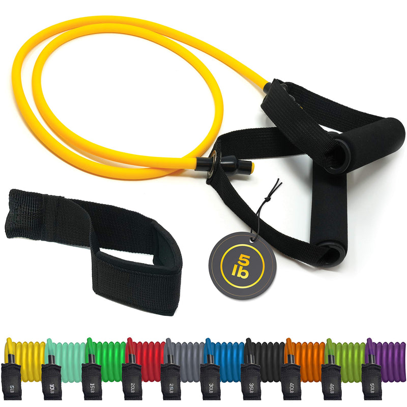 TRIBE Single Resistance Bands Set, Exercise Bands, Workout Bands with Fitness Band, Handles, Door Anchor & eBook for Resistance Training, Physical Therapy, Gym & Home Workout Gear. One Single Band Set (A) Ultra Light I 05 LB - NewNest Australia