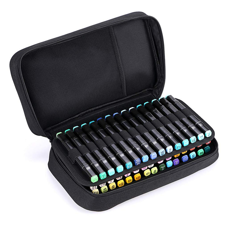 BTSKY Art Marker Carrying Case Lipstick Organizer-60 Slots Canvas Zippered Markers Storage for Touch Spectrum Noir Paint Sharpie Markers, Empty Wallet Only (Black) Black - NewNest Australia
