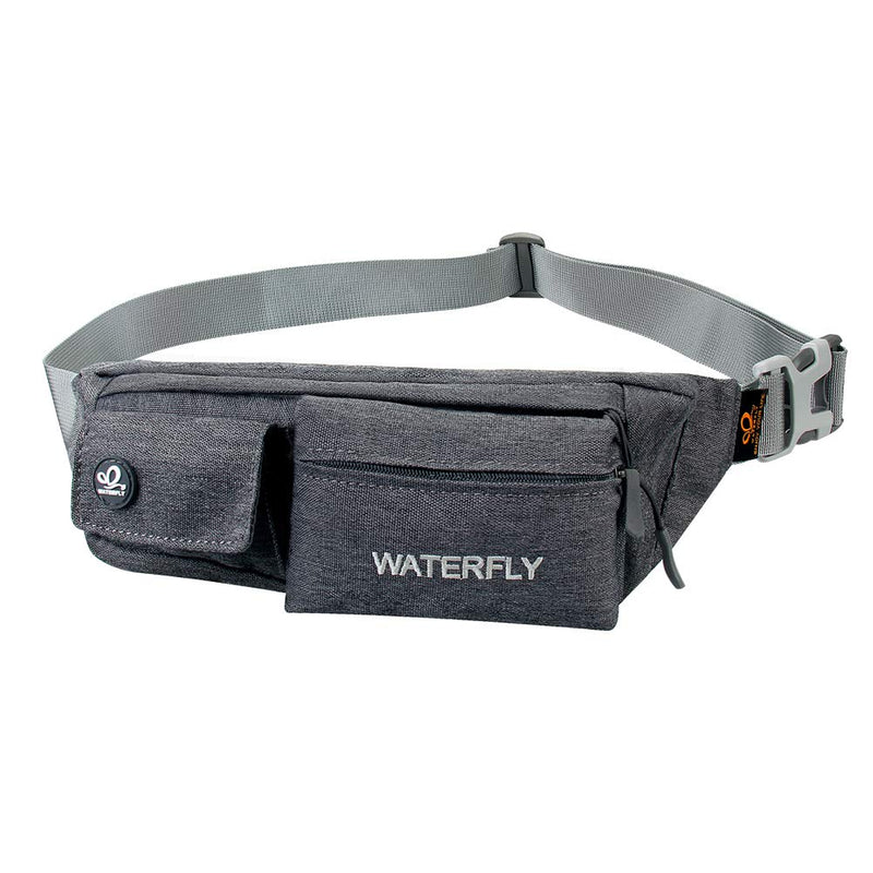 WATERFLY Fanny Pack for Women Men Water Resistant Small Waist Pouch Slim Belt Bag with 4 Pockets for Running Travelling Hiking Walking Lightweight Crossbody Chest Bag Fit All Phones Dark Grey - NewNest Australia