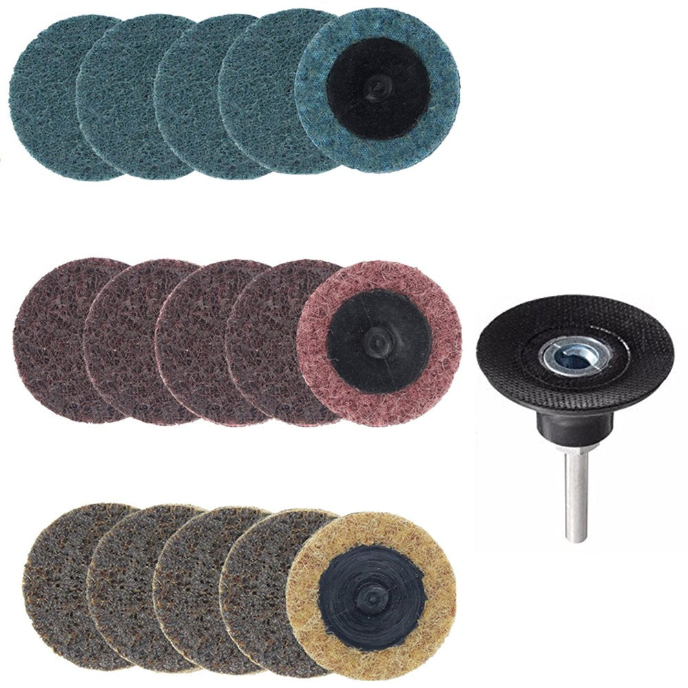 Yakamoz 15pcs 2 Inch Roll Lock Surface Conditioning Sanding Disc with Roll Lock Disc Pad Holder, Quick Change R-Type Discs | Fine Medium Coarse Grit - NewNest Australia