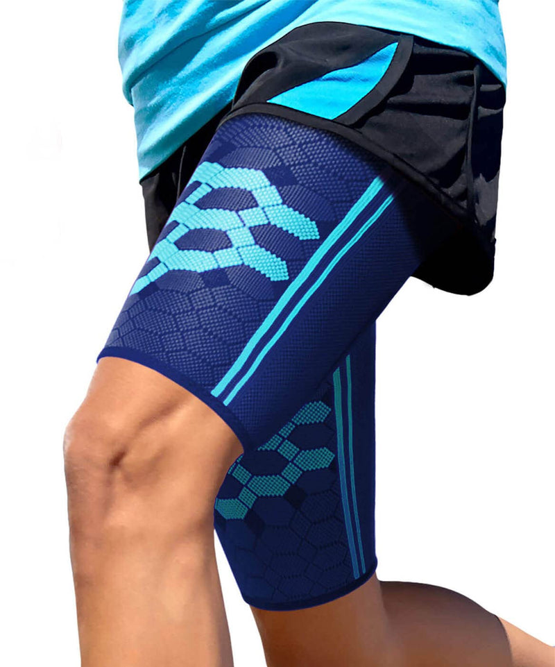 Sparthos Thigh Compression Sleeves (Pair) – Quad and Hamstring Support – Upper Leg Sleeves for Men and Women – Made from Innovative Breathable Elastic Blend – Anti Slip Cobalt Blue Small - NewNest Australia