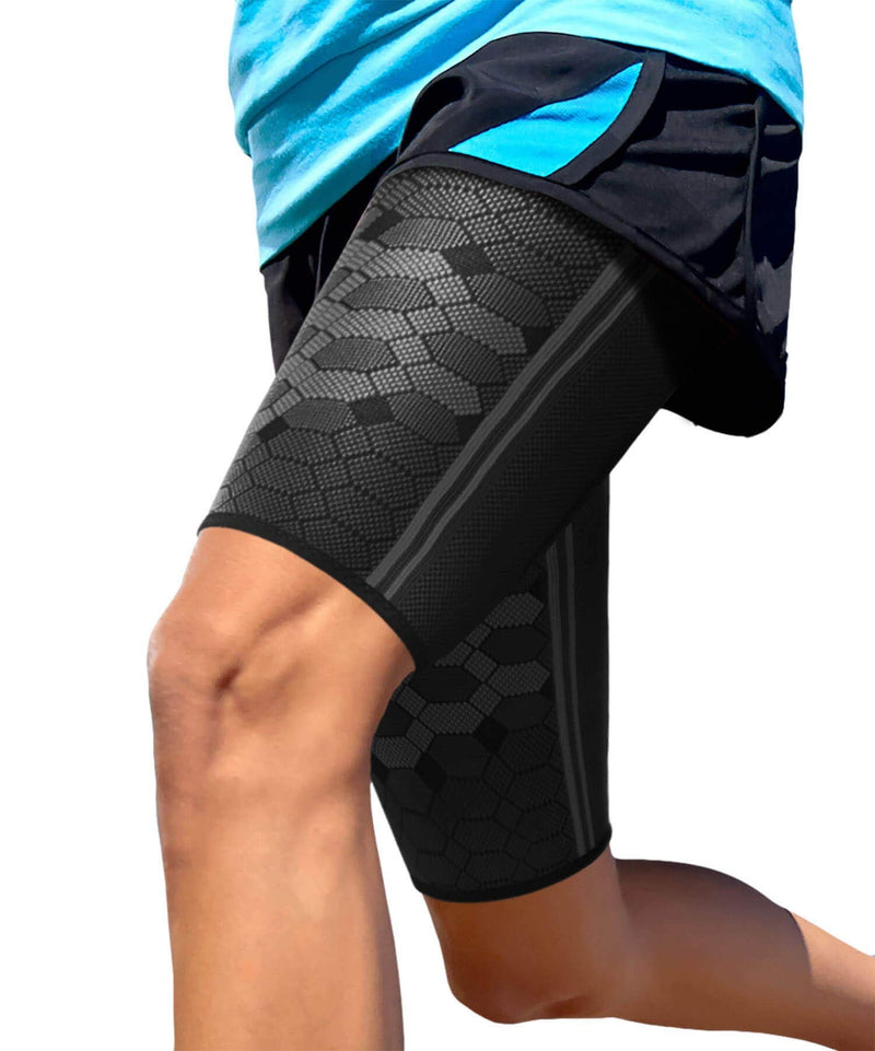 Sparthos Thigh Compression Sleeves (Pair) – Quad and Hamstring Support – Upper Leg Sleeves for Men and Women – Made from Innovative Breathable Elastic Blend – Anti Slip Midnight Black X-Large - NewNest Australia