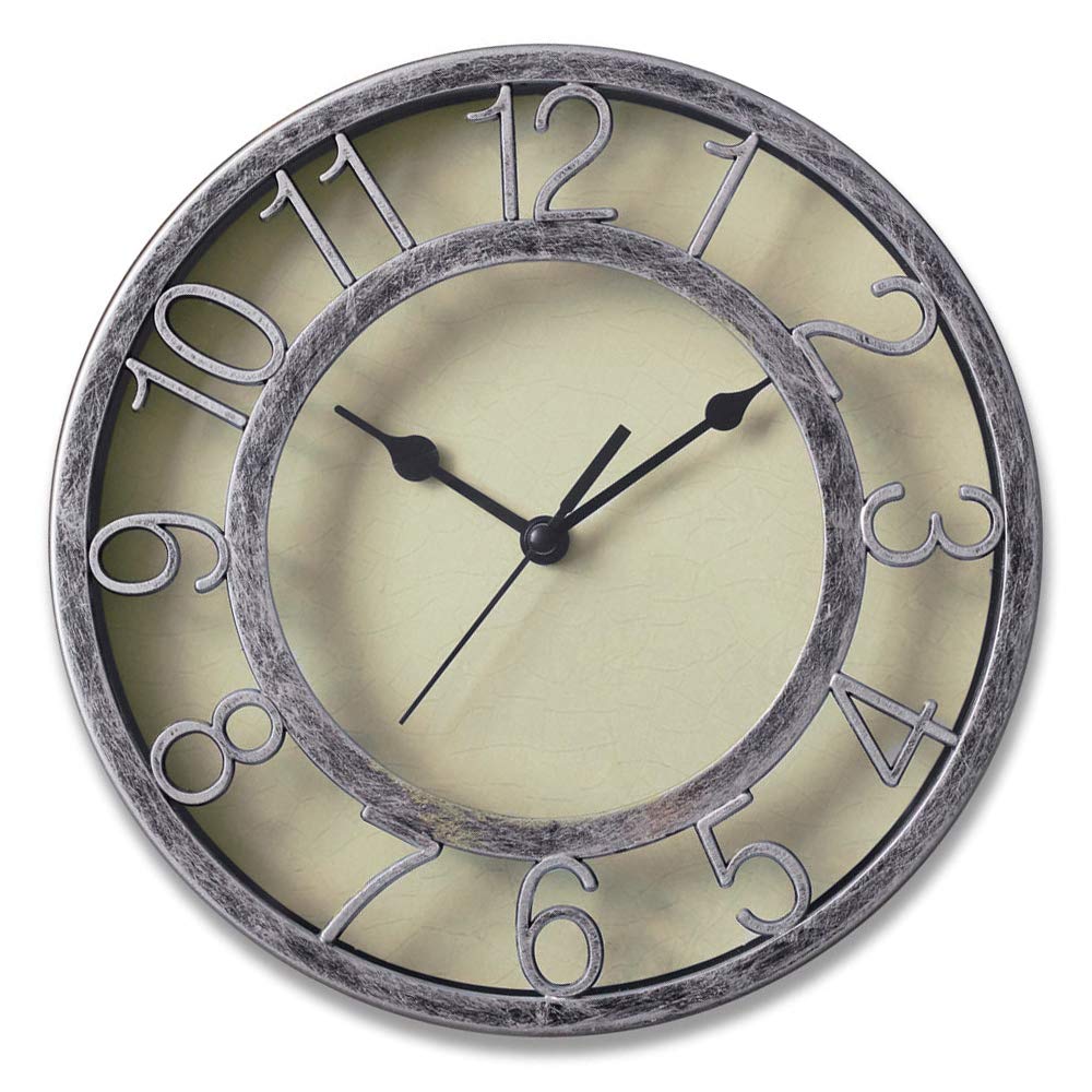 NewNest Australia - 8" Silver Silent Wall Clock Non-ticking Wall Clock Round Ready to Hang Decor Wall Clock With Plastic Bezel 