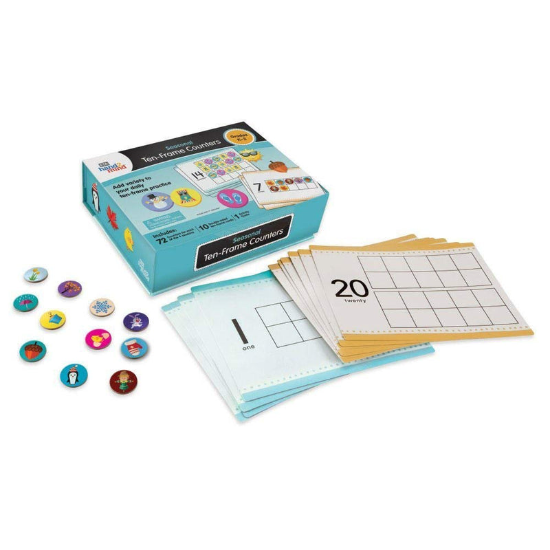hand2mind Seasonal Ten Frames Math Counters for Kids, Math Counters Chips for Counting and Sorting, Kindergarten Learning Games, Counting Toys, Math Game (288 Math Counters and 10 Ten Frame Cards) Seasonal counters - NewNest Australia