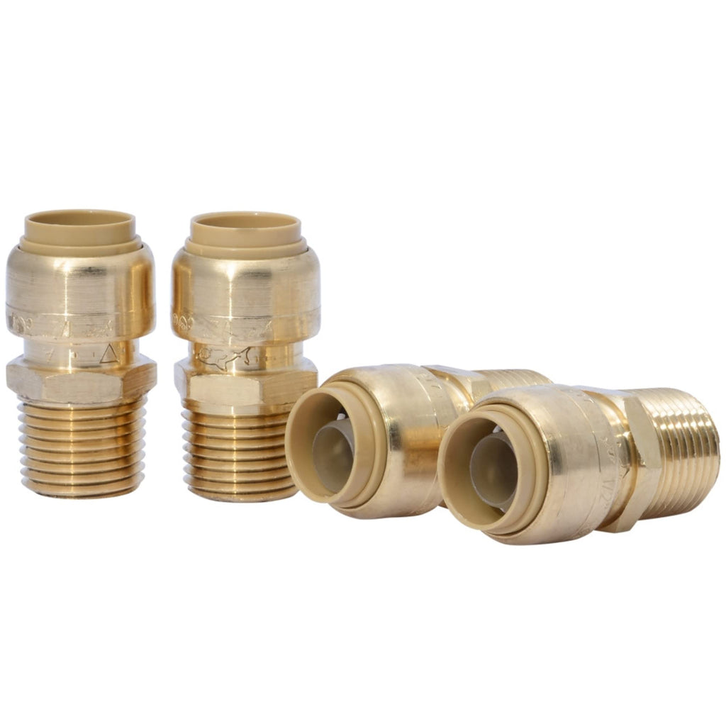 SharkBite U120LFA4 Straight Connector Plumbing Fitting, PEX Fittings, Push-to-Connect, Copper, CPVC, HDPE, 1/2 Inch x threaded 1/2 Inch MNPT, Pack of 4 1/2-Inch Pack of 4 - NewNest Australia