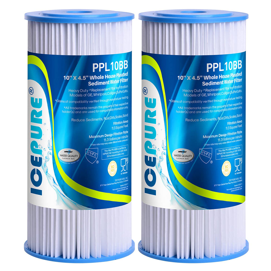 10" x 4.5" Whole House Pleated Sediment Water Filter Replacement for GE FXHSC, Culligan R50-BBSA, Pentek R50-BB, DuPont WFHDC3001, W50PEHD, GXWH40L, GXWH35F, for Well Water, Pack of 2 - NewNest Australia