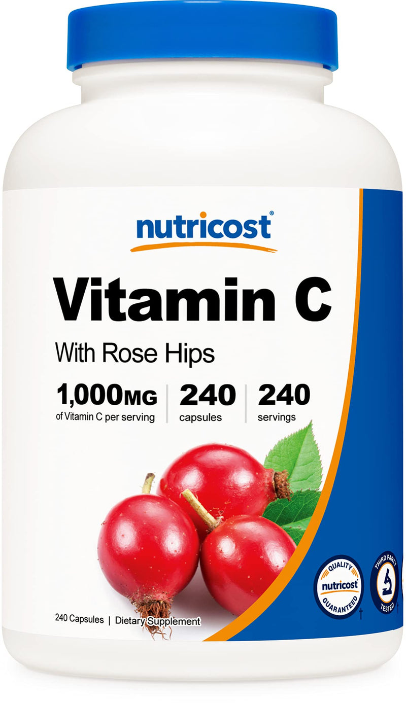 Nutricost Vitamin C with Rose Hips 1025mg, 240 Capsules - Vitamin C 1,000mg, Rose Hips 25mg, Premium, Non-GMO, Gluten Free Supplement 240 Count (Pack of 1) - NewNest Australia