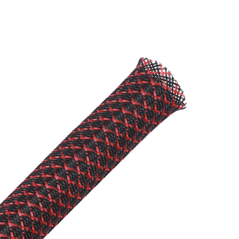 100ft - 1/2 inch PET Expandable Braided Sleeving – Blackred – Alex Tech braided cable sleeve 1/2"-100ft - NewNest Australia