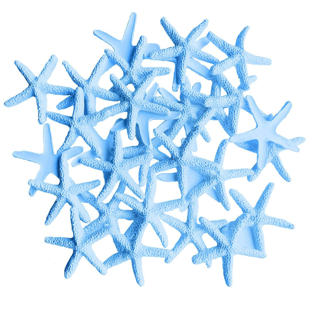 NewNest Australia - Adecco LLC 30 Pieces Small Light Blue Finger Resin Starfish Ornaments for Crafts and Wedding Home Decor (Deep Blue) Deep Blue 