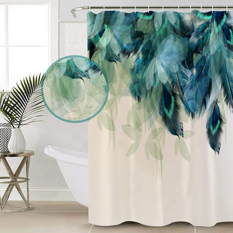 Prime Leader Watercolor Decor Shower Curtain Peacock Feather Pattern Waterproof Polyester Fabric Bathroom Shower Curtains Set with Hooks,72"(w) x 78"(h) 72"(w) x 78"(h) - NewNest Australia