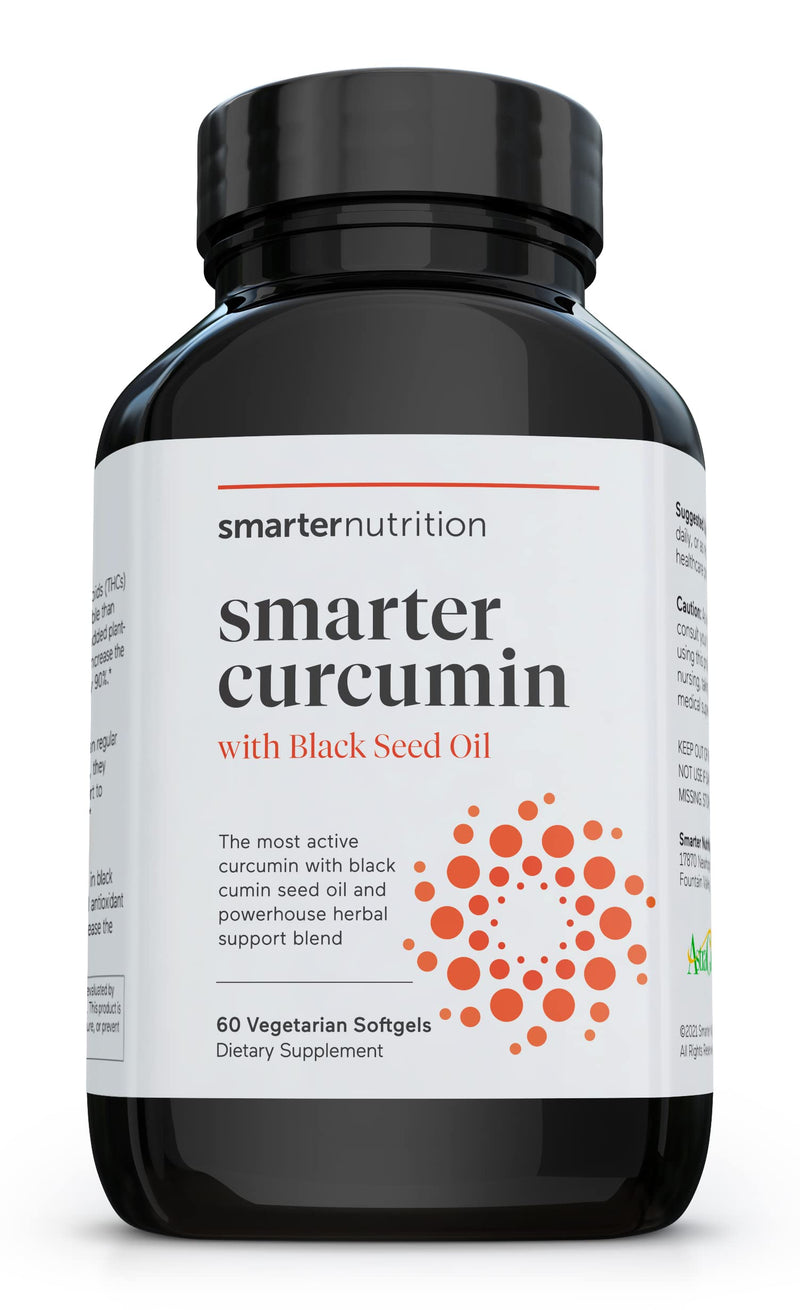 Smarter Nutrition Curcumin - Potency and Absorption in a SoftGel - The Most Active Form of Curcuminoid - 95% Tetra-Hydro Curcuminoids, 1 pack of 60 capsules - 30 Servings (Packaging May Vary) - NewNest Australia