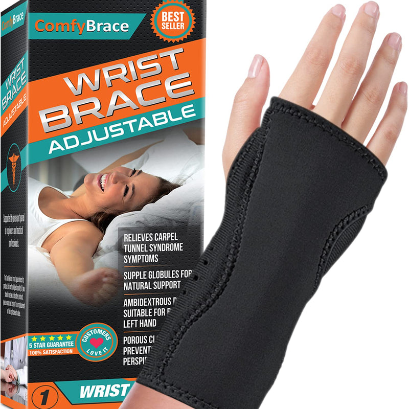 Night Wrist Sleep Support Brace - Fits Both Hands - Cushioned to Help With Carpal Tunnel and Relieve and Treat Wrist Pain ,Adjustable, Fitted-ComfyBrace - NewNest Australia
