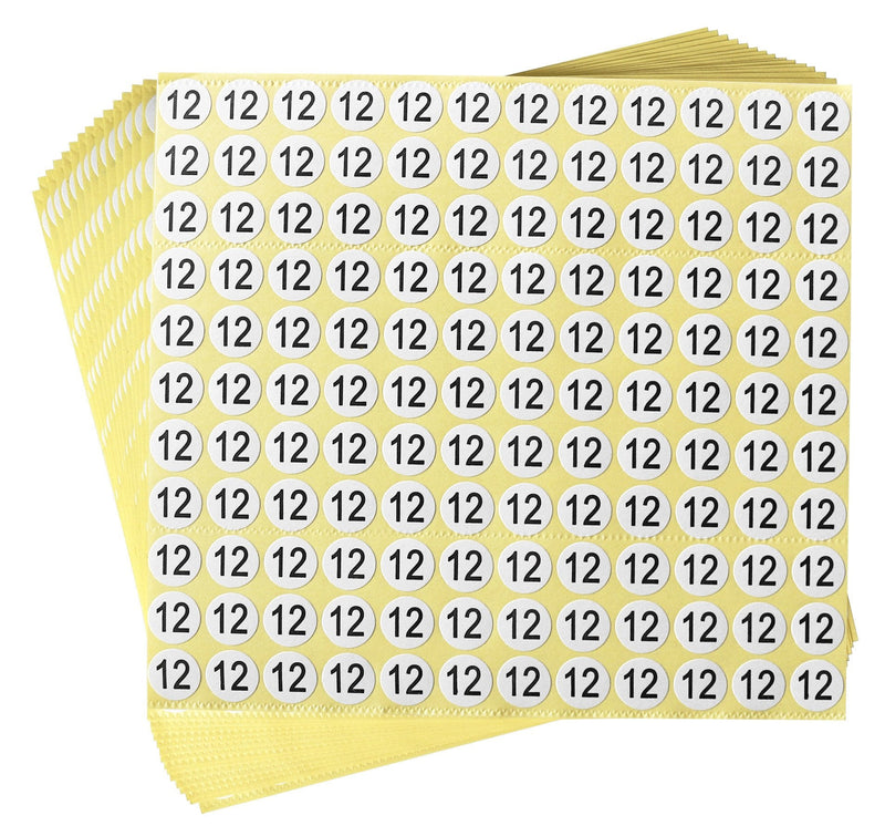 dealzEpic - Number Stickers - Number 12 Round Self Adhesive Stickers | Inventory/Storage Organizing Stickers - Set of 15 Sheets 12). Number 12 (15 Sheets) - NewNest Australia