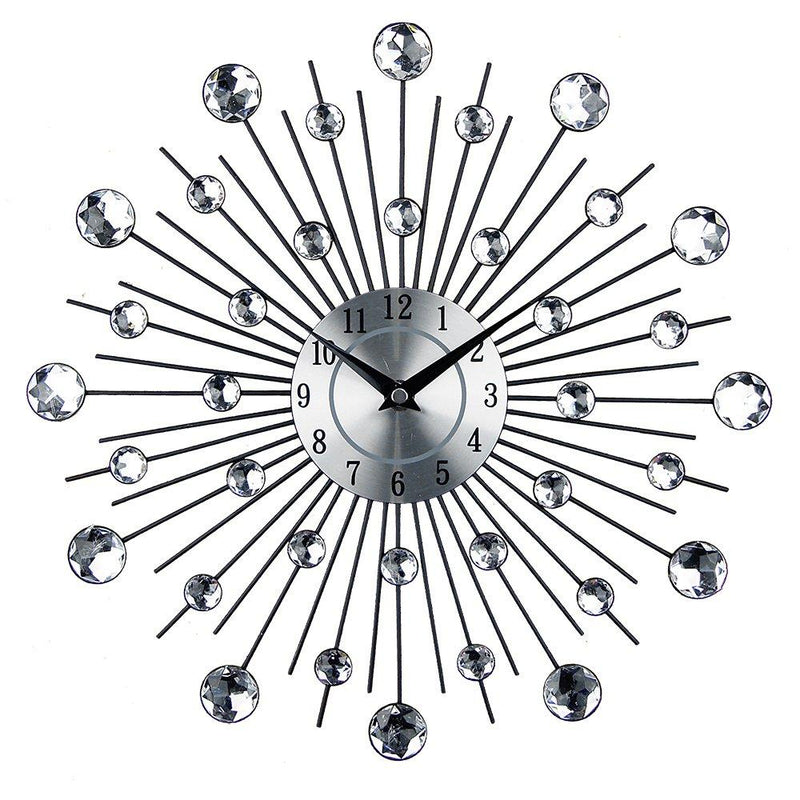 NewNest Australia - Timelike Crystal Wall Clock - Celebration Decorative Metal Wall Clock Linear Radiation 