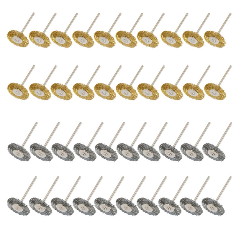 PHYHOO 3 MM Steel Brass Cleaning Cup Brushes Wire Brush Polishing Wheels Attachment Die Grinder Rotary Tools Accessories 40 Pieces - NewNest Australia