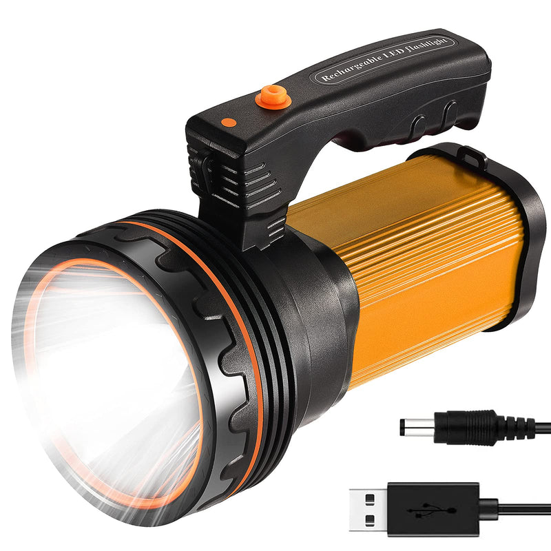 CSNDICE 35W LED Rechargeable Handheld Flashlights- High Lumens Flashlight 9000 Lumens, High-power 6000mah USB Power Bank Rechargeable flashlight,IPX4 Waterproof Searchlight,Portable Handheld Torch. Golden - NewNest Australia