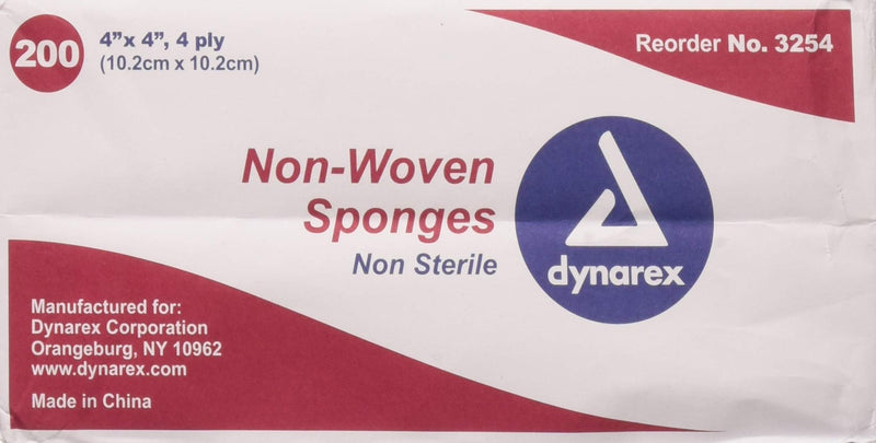 Dynarex Non-Sterile Non Woven Sponge, 4x4 Inch, 200 Count,Pack of 2 - NewNest Australia
