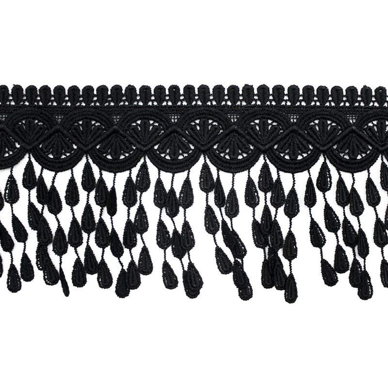 5 Yards Lace Trim with Tassel, 8cm wide, Black, DIY Sewing Applique Craft - NewNest Australia