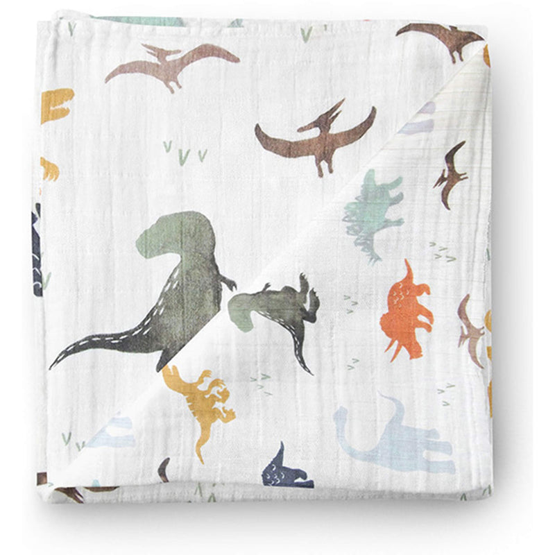 NewNest Australia - Aenne Baby Muslin Baby Swaddle Blanket Dinosaur Dino Print, Luxurious, Soft and Silky, 70% Bamboo 30% Cotton 47x47inch (1pack), Baby boy Nursing Cover, wrap, Burp Cloth Dinosaur Print 