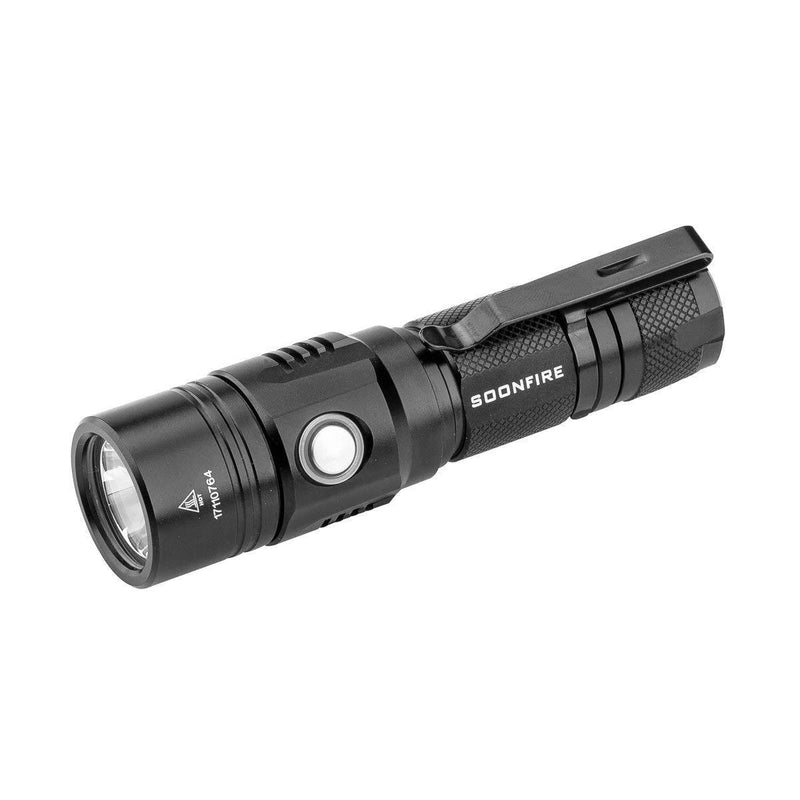 Cree XP-L LED Rechargeable Flashlight,soonfire E07 USB Waterproof 1000 Lumen Compact EDC Flashlight with type 18650 3400mAh rechargeable Li-ion battery (Black) Black - NewNest Australia