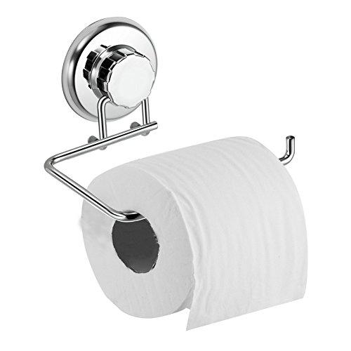 HASKO accessories - Powerful Vacuum Suction Cup Toilet Paper Holder – Wall Mount Stainless Steel Tissue Roll Dispenser for Bathroom & Kitchen – Can be Mounted on Clean Flat Smooth Surface (Chrome) - NewNest Australia