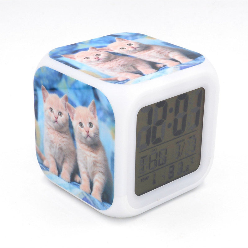 NewNest Australia - Boyan New British Shorthair Cat Kitty Led Alarm Clock Desk Clock Calendar Snooze Glowing Led Digital Alarm Clock for Unisex Adults Kids Toy Gift 