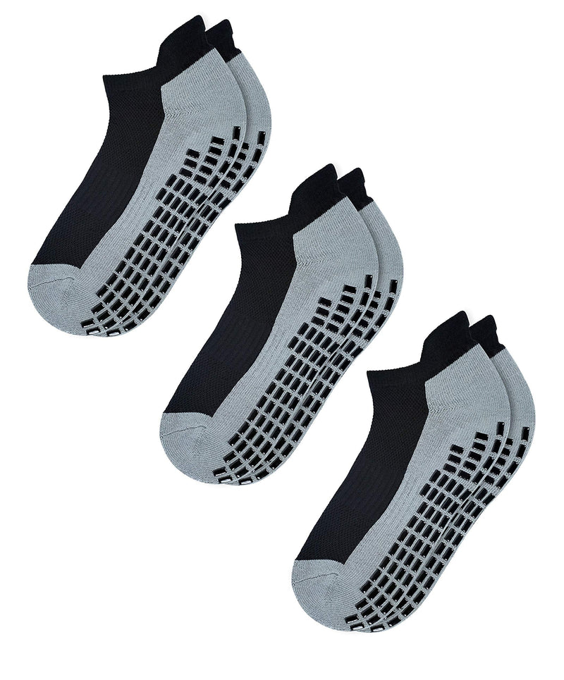 RATIVE Super Grips Anti Slip Non Skid Yoga Hospital Socks for Adults Men Women X-Large 3-pairs/Black - NewNest Australia