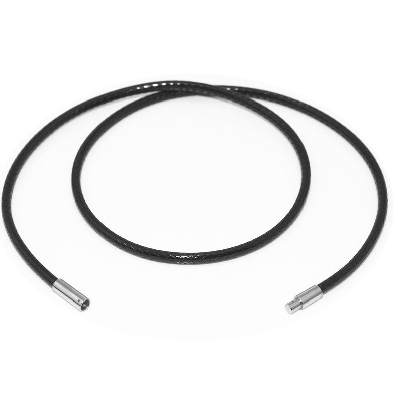Glory Qin 3mm Black Leather Cord Chain Stainless Steel Clasp Necklace Rope 16 to 28 Inch (16 Inch) 16 Inch - NewNest Australia