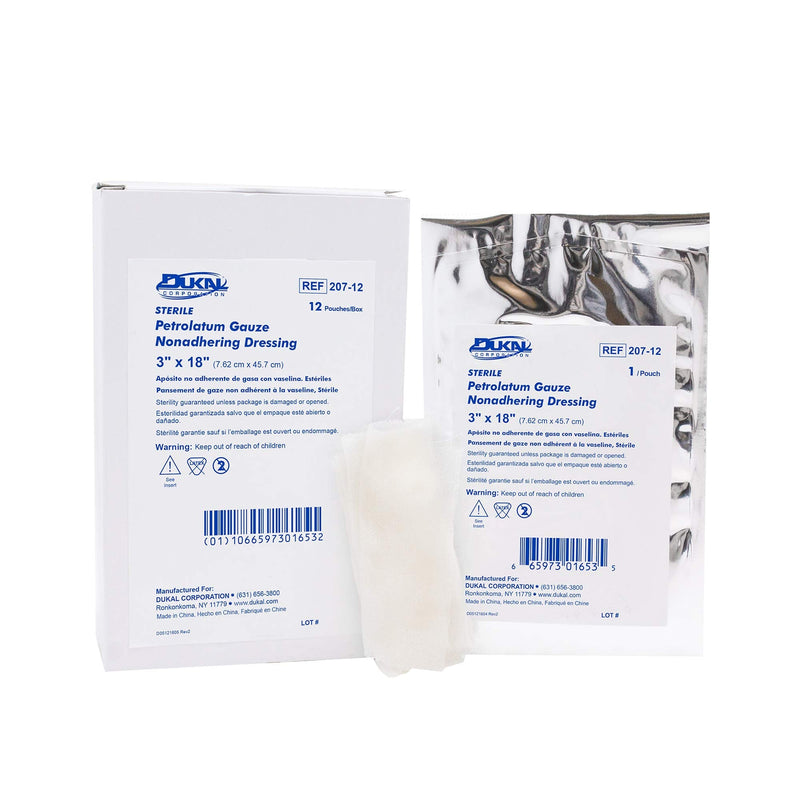 Dukal 207-12 Petrolatum Gauze, Sterile, 3" W x 18" L (Pack of 12) - NewNest Australia