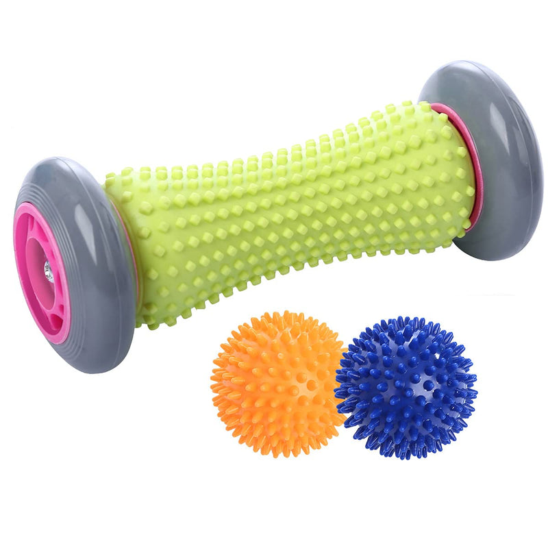 Ryson Foot Roller Massage Ball for Relief Plantar Fasciitis and Reflexology Massager for Deep Tissue Acupresssure Recovery for PLA Relax Foot Back Leg Hand Tight Muscle, 1 Roller and 2 Spiky Balls - NewNest Australia