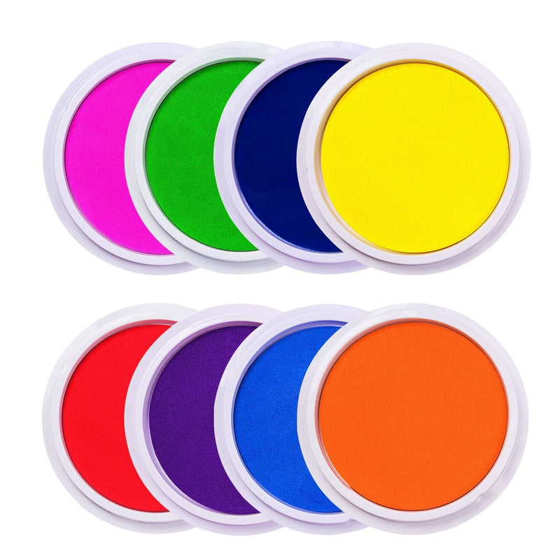 Lsushine Craft Large Ink Pad Stamps Partner DIY Color,8 Colors Rainbow Finger Ink pad for Kids (Pack of 8) 8 Color - NewNest Australia