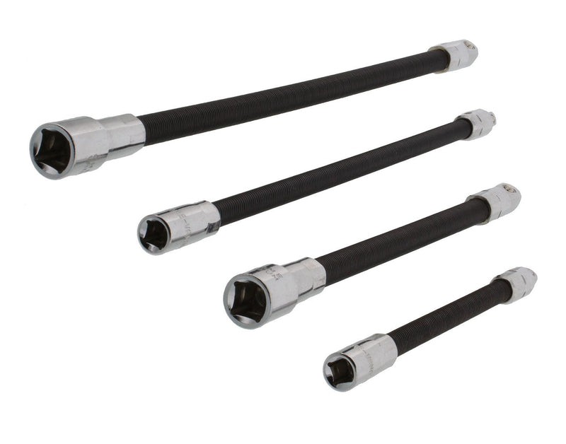 ABN Flexible Socket Extension Cables - 4pc Flex Socket Extension Bar Set 1/4in and 3/8in Drive Light Impact Extender - NewNest Australia