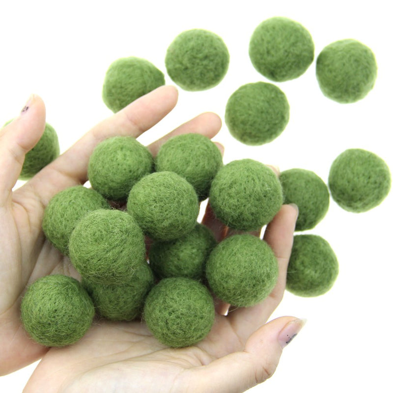 Zasy 30mm Needle Wool Felt Balls Foam Filled Wool Felt Pom Pom Home Decor DIY (Army Green) Army green - NewNest Australia