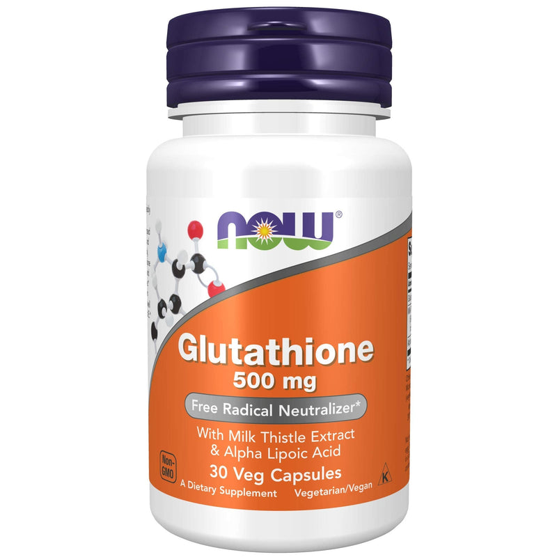 NOW Supplements, Glutathione 500 mg, With Milk Thistle Extract & Alpha Lipoic Acid, Free Radical Neutralizer*, 30 Veg Capsules - NewNest Australia