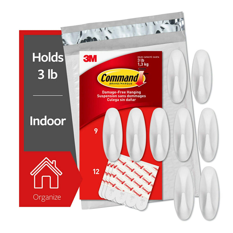 NewNest Australia - Command Medium Designer Hooks, 7 Hooks, 12 Strips, Organize and decorate your dorm White 