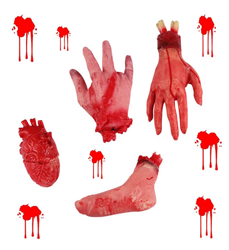 Fashionclubs Halloween Terror Severed Hand Leg Heart Props Set, Fake Bloody Scary Chopped Body Part Horror Haunted Halloween Decoration Prank Props - NewNest Australia