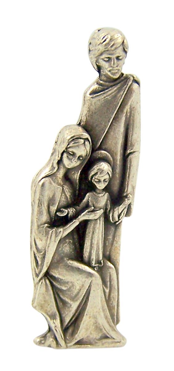 NewNest Australia - Catholic Saints Silver Tone the Holy Family Pocket Statue with Gold Stamped Prayer Card, 1 1/2 Inch 