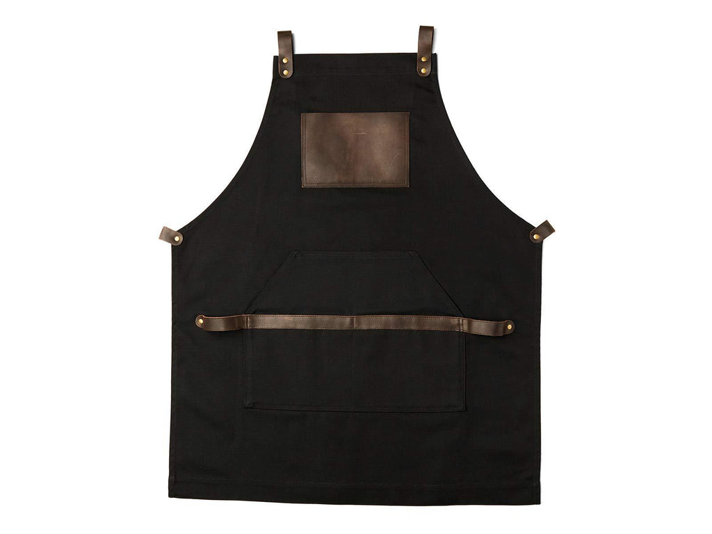 Work Apron in Non-Waxed Canvas with Cross Straps Adjustable for Most Waist Sizes for Men Women Vintage Heavy Duty Apron for Chef, Barber, Barista, Bartender, Metal Working (Black 1 Piece) Black - NewNest Australia