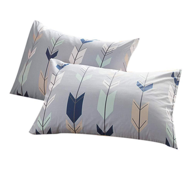 FenDie Pillow Cases Set of 2 - Arrow Feather Printed Pattern Standard Size (20"x 26") Pillow Protectors Soft Cotton Pillow Covers Decorative, Envelope Closure End Standard size (20 x 26 inch) - NewNest Australia