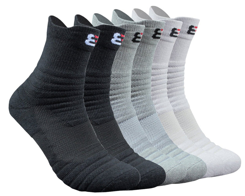 Kisgyst Men's Athletic Compression Crew Ankle Quarter Running Socks Elite Basketball Cushioned Training Socks 3 Pairs - NewNest Australia