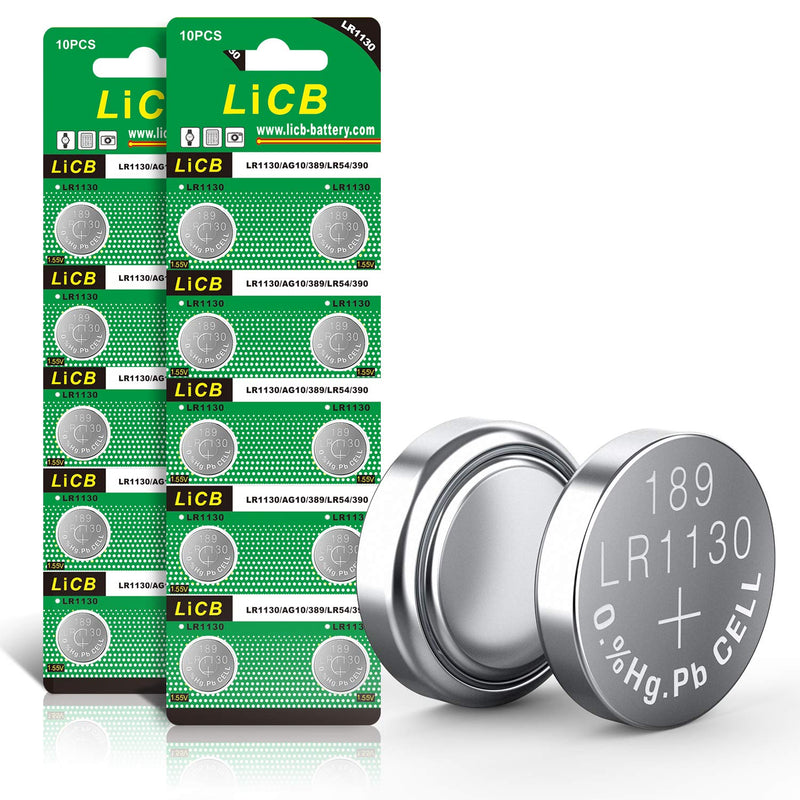 LiCB 20 Pack LR1130 AG10 Battery 1.5V Long-Lasting Alkaline Button Cell Batteries - NewNest Australia