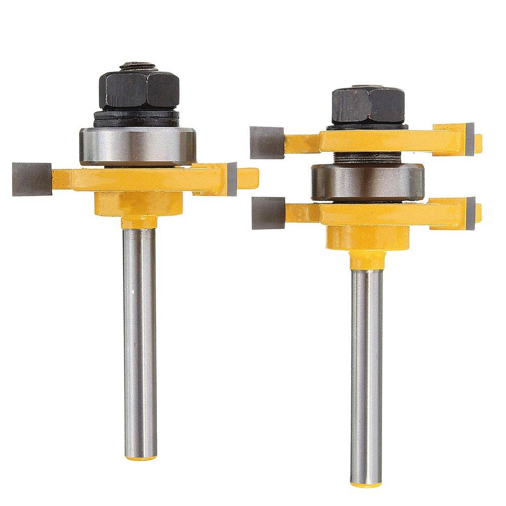 Yakamoz Set of 2 Pieces 1/4-Inch Shank Matched Tongue and Groove Router Bit Set - NewNest Australia