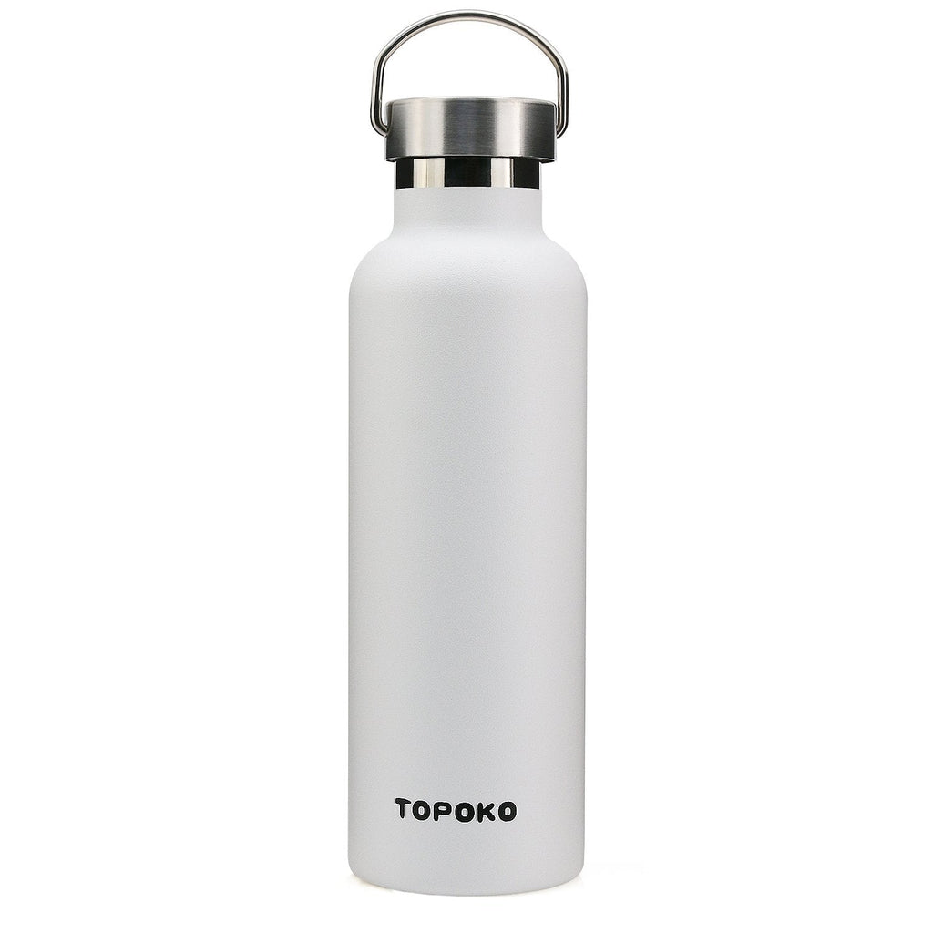 NewNest Australia - TOPOKO 25 oz Stainless Steel Vacuum Insulated Water Bottle, Keeps Drink Cold up to 24 Hours & Hot up to 12 Hours Leak Proof and Sweat Proof Large Capacity Sports Bottle Wide Mouth Metal Lid White 